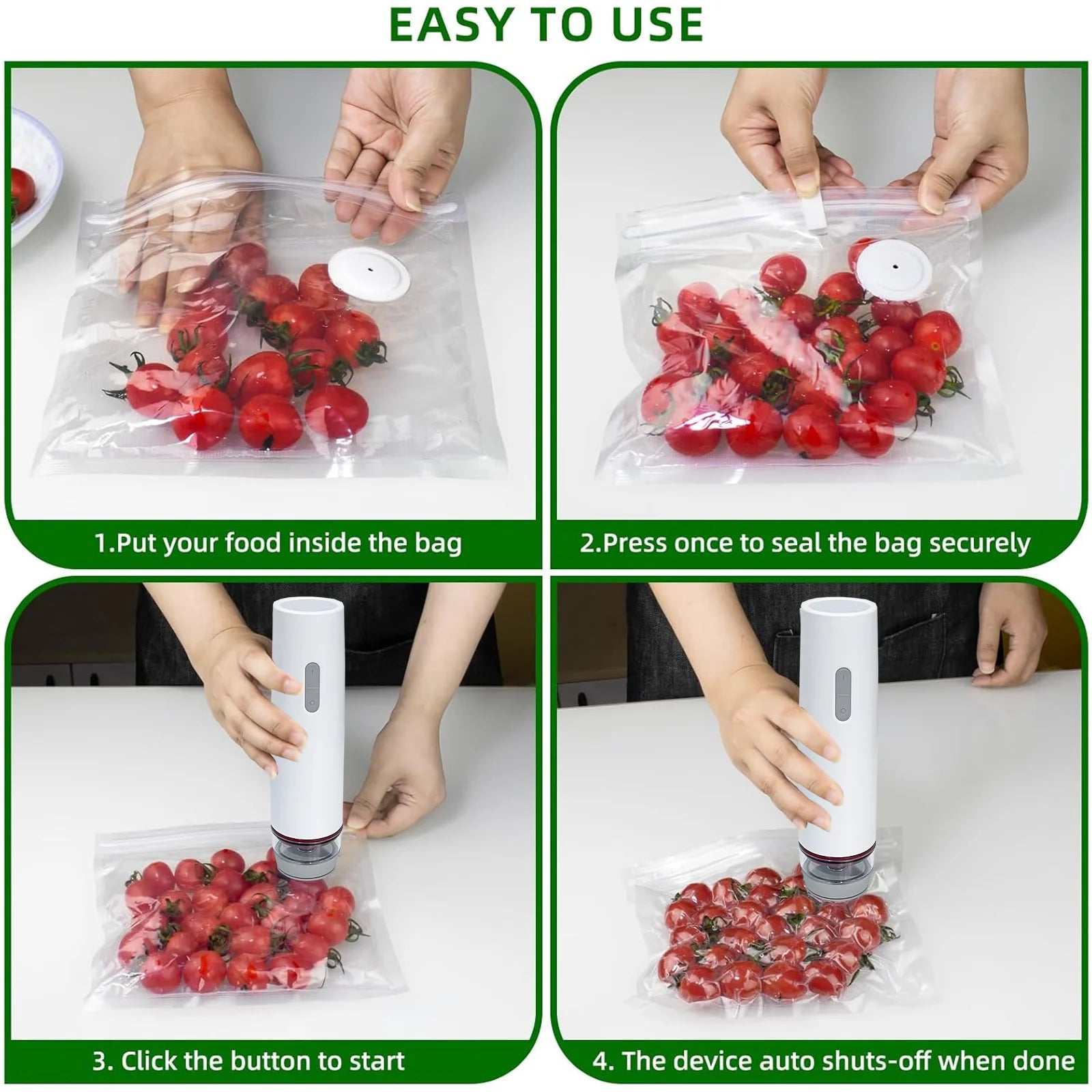 Food Saver Vacuum Sealer Machine, with 30 Reusable Bags, Eco Friendly Design, One-Touch Operation, for Home Kitchen/Camping, Ideal for Eco-Conscious Families & Meal Preppers