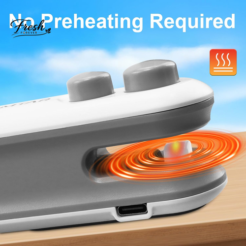 2In1 Rechargeable Chip Bag Sealer with Cutter, Portable USB C Heat Sealer Resealer Machine for Chip, Plastic Bags Heat Seal Tool for Snacks (White)